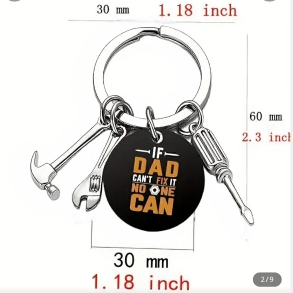 Dad Keychain Stainless Steel Hammer Screwdriver Wrench Pendant Key - Picture 3 of 3